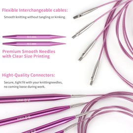 Reessy Knitting Needles, Interchangeable Circular Knitting Needles Set with Case & Accessories, 13 Pair Round Knitting Needle 3.0 mm-10.0 mm, Circular Knitting Needle for Beginners Adults