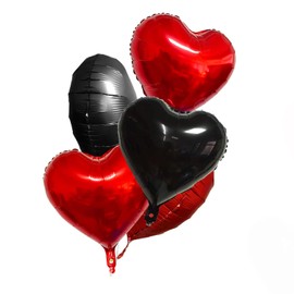 5Pcs Red Black Star Balloons,18 Inch Mylar Balloons,Natural Latex Balloons for Men Women Birthday, Valentines Day,Propose Marriage,Wedding, Bridal Shower, Graduation, Casino Theme Party Decorations