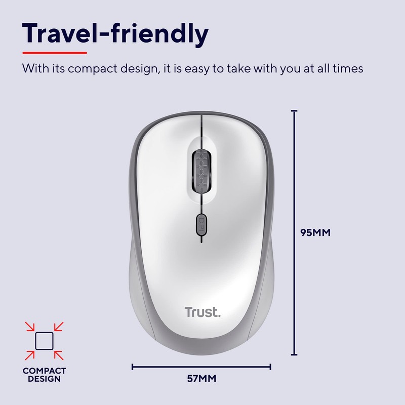 Trust Yvi Wireless Mouse 800-1600 DPI 4 Buttons White