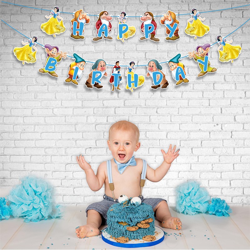 Snow White and the Sevn Dwafs Happy Birthday Banner