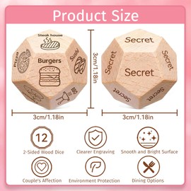 Valentines Day Gifts for Him Her, Date Night Dice Couples Gift Ideas Food Decision Dice Games, Dinner Decider Dice, Anniversary Birthday Valentines Day for Husband Wife Boyfriend Girlfriend Women Men