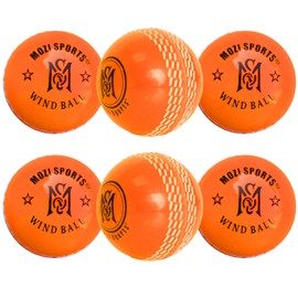 Mozi Sports Wind Cricket Balls - Indoor & Outdoor Soft Training Cricket Balls for Skills Coaching Practice (6x Org WB)