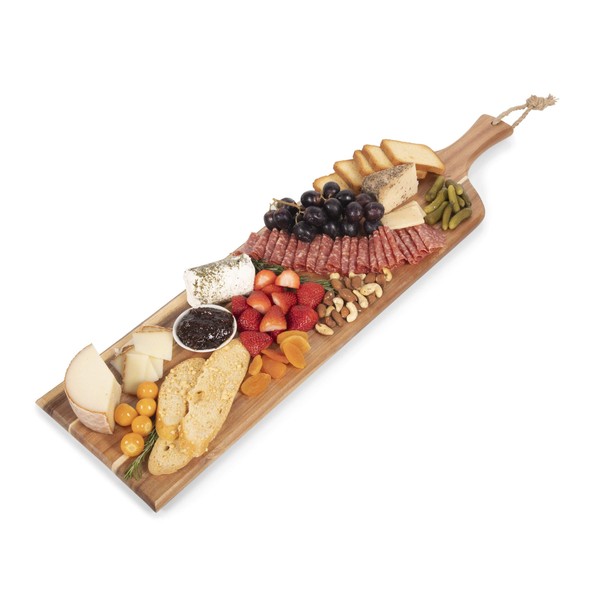 TOSCANA - a Picnic Time brand - Artisan 30" Charcuterie Board/Serving Platter with Raw Edge used for Cheese (Acacia Wood)