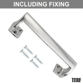 TERF® Heavy Duty Traditional Style Oval Grip Offset Cranked Door Pull Handle Aluminium 300mm [12 inch] Including Fixing Screw - Pack of 2