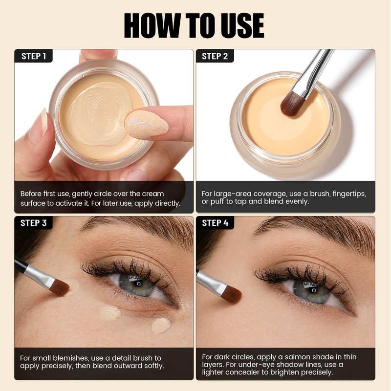 Cream Concealer Pot, Soft-matte Finish, Creamy Coverage, 32 shades