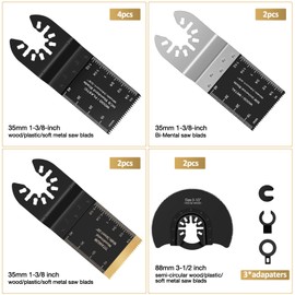 13pcs Multi Tool Blades Set, Universal Oscillating Saw Blades Set, Multi Tool Accessories, Compatible with Fein Multimaster, Ryobi, Milwaukee, Bosch, Dremel, Rockwell, Makita