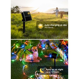 Brightown Solar String Lights Outdoor 2 Pack 72 Feet 200 LED Waterproof Solar Powered String Lights with 8 Lighting Modes, Waterproof Solar Rope Lights for Outside Christmas Party, Multicolor