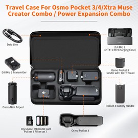 CYNOVA Black DJI OSMO Pocket 3 Carrying Bag, Shockproof DJI Pocket 4 Camera Bag Pocket 3 Storage Case Pocket 4/3 Protective Bag Carrying Case for DJI OSMO Pocket 4/Pocket 3 Accessories, Osmo Pocket 4/Pocket 3/Xtra Music Model