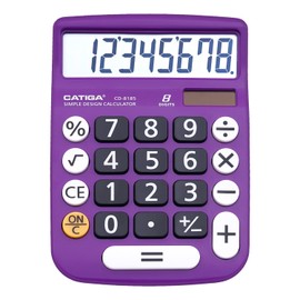 CATIGA Desktop Calculator 8 Digit with Solar Power and Easy to Read LCD Display, Big Buttons, for Home, Office, School, Class and Business, 4 Function Small Basic Calculators for Desk, CD-8185