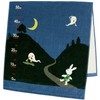 Hayashi BJ477900 Glasses Rabbit Bath Towel, Navy, Approx. 23.6 x