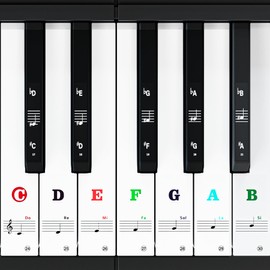 Piano Keyboard Stickers for 88/61/54/49/37 Key, Bold Large Letter Piano Stickers for Learning, Removable Piano Note Sticker Letters, Notes Label for Beginners and Kids, Multicolor