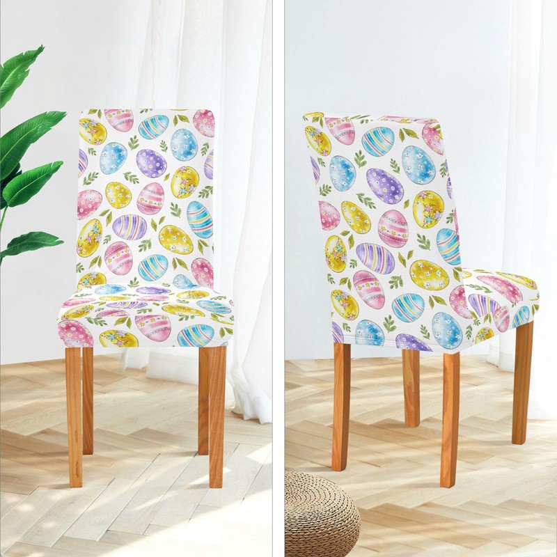 Kcldeci Easter and Green Leaves Spandex Chair Covers for Dining