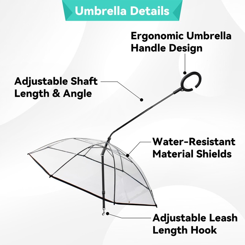 ENJOYING Dog Umbrella Small Breed, Clear Dog Umbrella Leash for