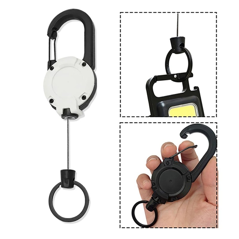 CRAZY SHARK Reel Key Chain, Strong Carabiner, Pin-on Reel, Key