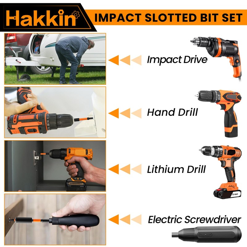 Hakkin 13Pcs Slotted Tip Screwdriver Bits S2 Steel Flat Head