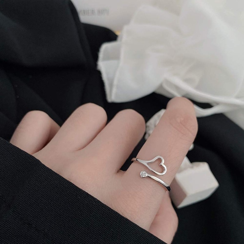 Deelfe Women's Ring, One Size Fits Most, Silver Ring, Heart