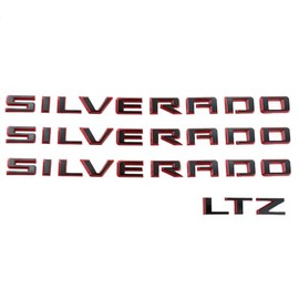 Kit 2019-2021 Silverado LTZ Tailgate Fender Letter Emblem Nameplate Badge Compatible for Silverado (Red Black)
