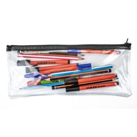 Durafile Clear Pencil case | Pack of 4 Pencil Cases | Assorted Colour Zips | Large See Through Stationery case 330x127mm | Transparent Pencil case for Exams pens Pencils highlighters Make up & More