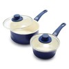 GreenLife Soft Grip 1QT and 2QT Saucepan Set, Healthy Ceramic
