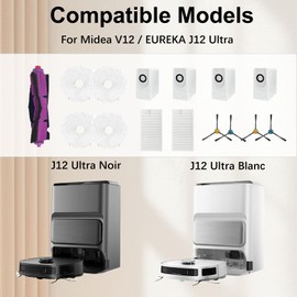 Odashen 15-teiliges Ersatz-Zubeh?r-Set f1r EUREKA J12 Ultra Staubsauger, 1 Hauptb1rste, 4 Seitenb1rsten, 2 Filter, 4 Wischpads, 4 Staubbeutel