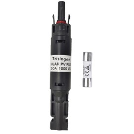 Trisinger Solar Fuse Holder Connection, 1000 VDC IP68 Waterproof 30 A Inline Fuse, for Solar Photovoltaic System, with 10 x 38 mm Fuse (30 A)