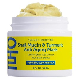 Snail Mucin & Turmeric Anti-Aging Face Mask — Korean Skincare for Skin Repair, Hydration & Comfort | Brightening & Soothing Mask for Youthful Glow