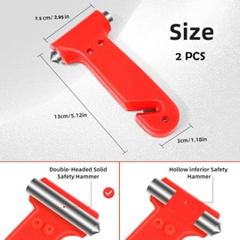 ZNDFTW 2 Pack Seatbelt Cutter & Car Window Breaker - Heavy Duty Life Hammer for Emergency Escape - A-Grade Solid Steel Construction - Essential Car Safety Tool for Vehicles, Trucks & Vans