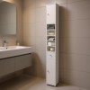 Freestanding Slim Wood Minimalist Bathroom Cabinet Painted Finish 12-Inch Width