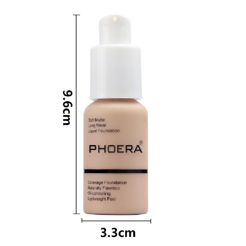 2 Pack PHOERA Foundation 102# Nude and 104# Buff Beige,Full