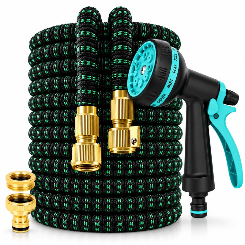 100FT Expandable Garden Hose with 10-Function Nozzle – Lightweight No-Kink