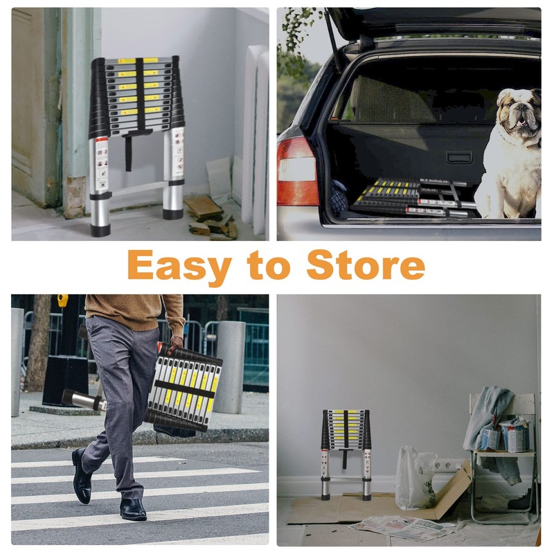 Telescoping Extension Ladder 14.5 FT, Folding Telescopic Aluminum Ladders, Lightweight