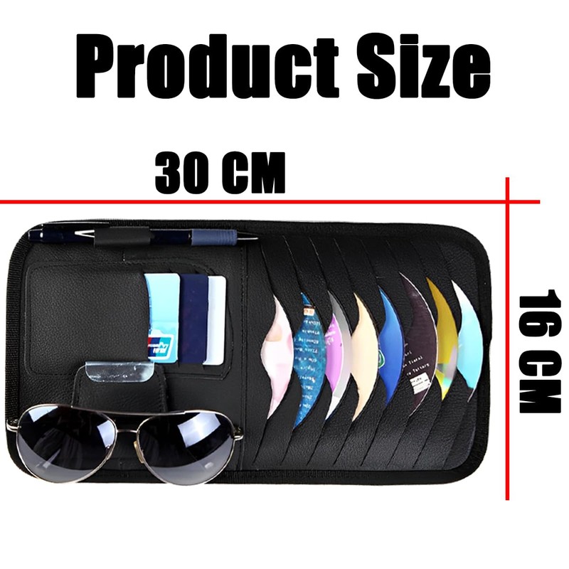 JNNJ Bag Sun Visor Organiser Leather, Car Visor CD Case,