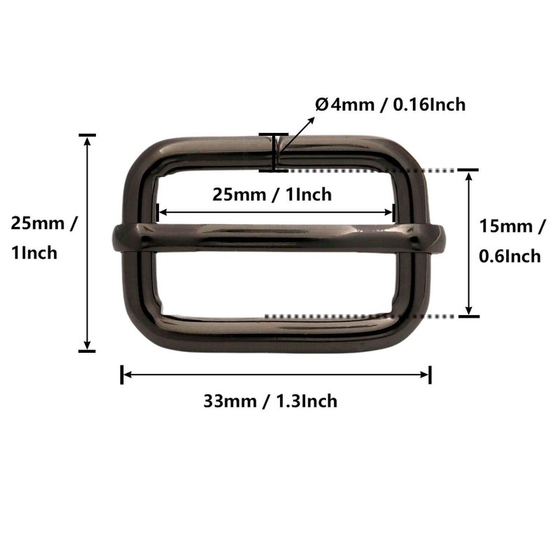 BIKICOCO hebilla metálica de ajuste deslizante tri-glides, 1 x 5/8