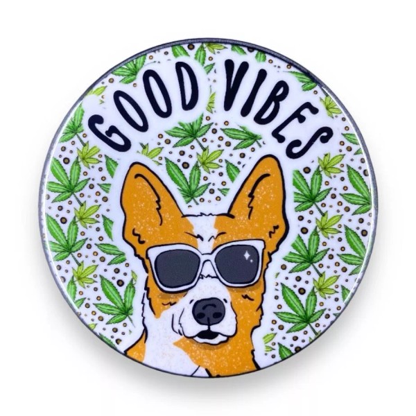 Red Heeler Good Vibes Pinback Button Badge Handmade Retro Pet