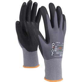 HandschuhMan. OX-ON Flexible Nopperl Work Gloves Nitrile Coated with Knobs Size 6-11 (8/M)