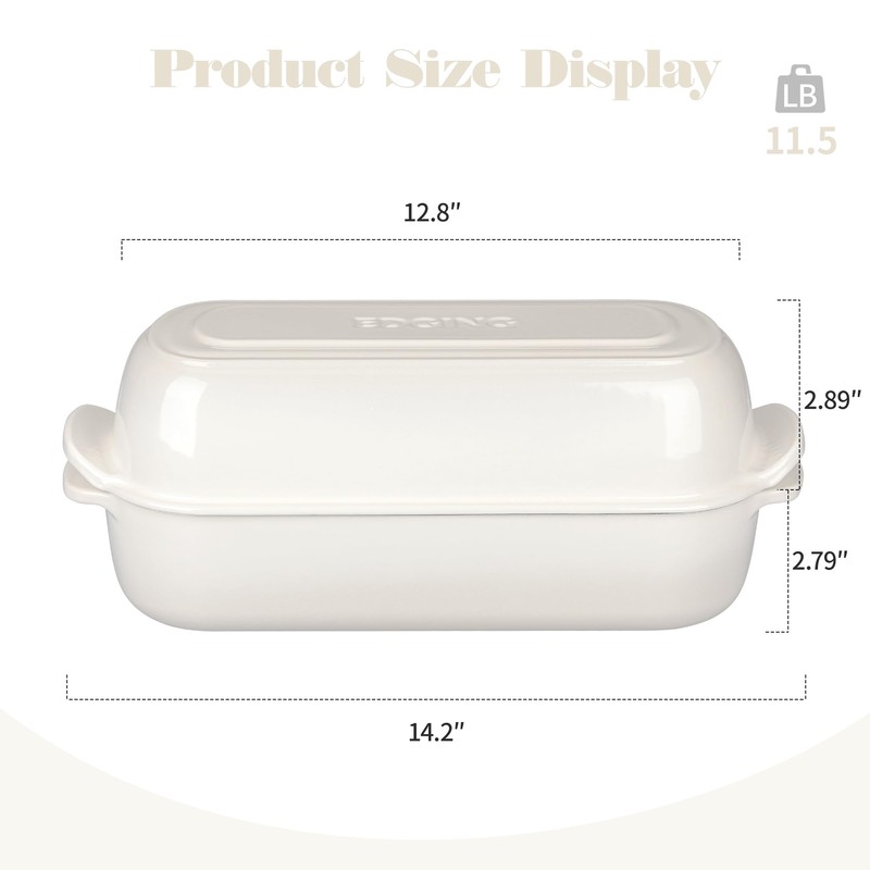 Enameled Cast Iron Loaf Pan with Lid, Dutch Oven Bread