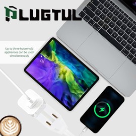 PLUGTUL 3-Pack Indoor Extension Cord (6/9/12FT), 2 Prong White Extension Cord, 3 Polarized Outlets with Safety Cap Protect for Home Office, 16/2 SPT-2 ETL Listed