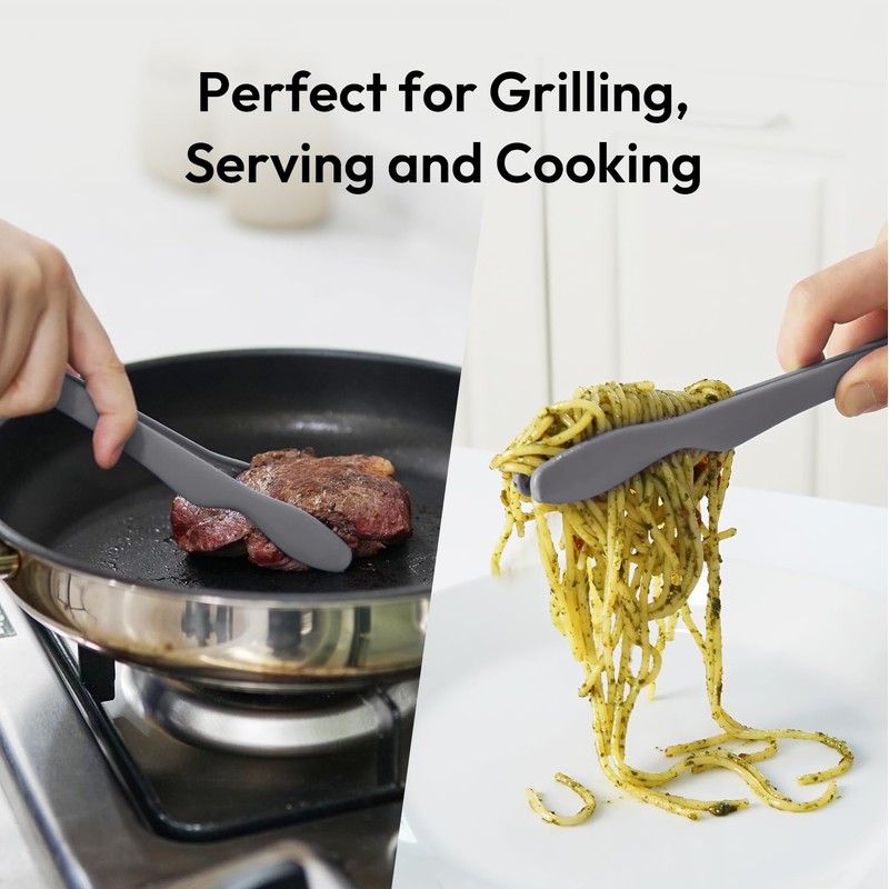 carrotez Silicone Tongs for cooking, Anti-Slip,Non-Scratch kitchen tongs 9.5 Inch