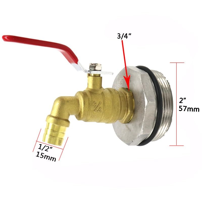 2" Water Drum Faucet 3/4 inch Outlet Brass Barrel Faucet