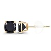 14K Yellow Gold Plated Sterling Silver 5mm Cushion Natural Black