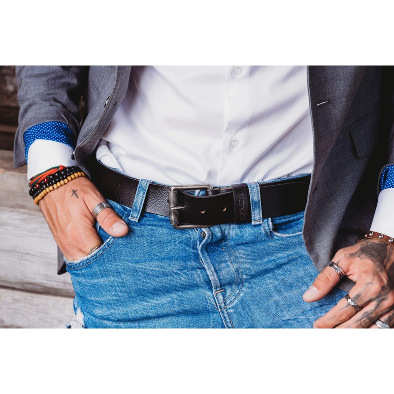 Alpenleder Slate Leather Belt - Robust Genuine Leather Belt -