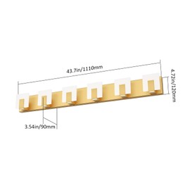 Aipsun Gold Vanity Lighting Fixtures Modern Vanity Lights LED 6 Lights Bathroom Vanity Light Up and Down Wall Light Fixtures 6000K