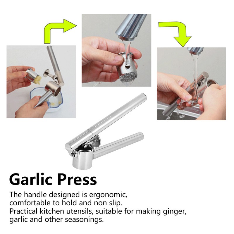Stainless Steel Manual Food Garlic Press Crusher Mincer Squeezer Household