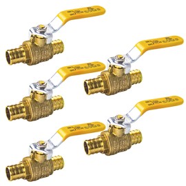 AB 5-Packs 3/4 Inch X 3/4 Inch PEX Brass Full Port Inline Ball Valve, Inline Lever Handle-Water Valve Shut Off, UPC Certified