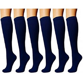 Tarusky Compression Socks For Women and Men - Best for Sports, Running, Athletic, Medical, Varicose Veins, Travel, Nurses, Pregnancy, Yoga, Gym. (Small/Medium, Navy - 6 Pair)