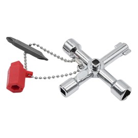 Aynaxcol 4 Way Sillcock Key Cross Key Zinc Alloy Multifunction Universal Key 4 In 1 Wrench Key for Plumbers Electricians Train Door Electrical Cupboard Box Elevator Water Meter Valve