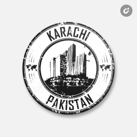 Unbranded Karachi Pakistan Grunge City | 4'' X 4'' Round Decorative Magnet