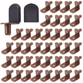 Hocansen 50 Pcs Shelf Pins Shelf Support Pegs with Rubber Sleeve Cabinet Shelf Pegs Glass Shelf Brackets for Furniture Bookshelf Pegs for Shelves（Red Bronze/L）