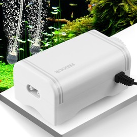 FEDOUR 80GPH Aquarium Air Pump, Ultra Quiet Oxygen Pump, Powerful Whisper Aerator for up to 120Gallon Fish and Turtle Tank, Fish Air Bubbler with Air Tube Air Stone Check Valve (White)