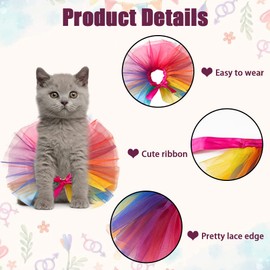 Pride Month Rainbow Adjustable Pet Scarf Collars, Colorful Tutu Costume Accessories for Small Cats Dogs Pets, Gay Pride Month Party Daily Clothes Supplies (L)